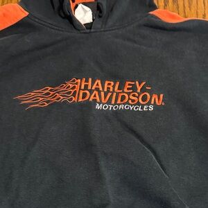 Harley-Davidson Black Hoodie with Orange Logo